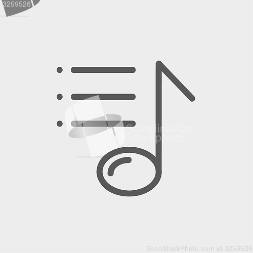 Image of Musical note with bar thin line icon