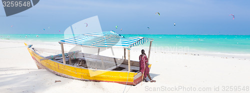 Image of White tropical sandy beach on Zanzibar.