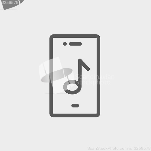 Image of Phone with musical note thin line icon