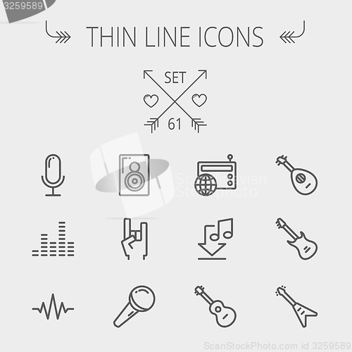 Image of Music and entertainment thin line icon set