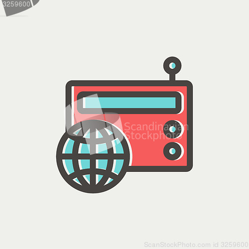 Image of Vintage world radio thin line icon