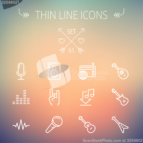 Image of Music and entertainment thin line icon set