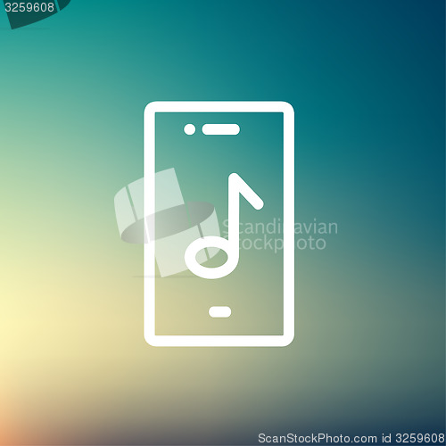 Image of Phone with musical note thin line icon