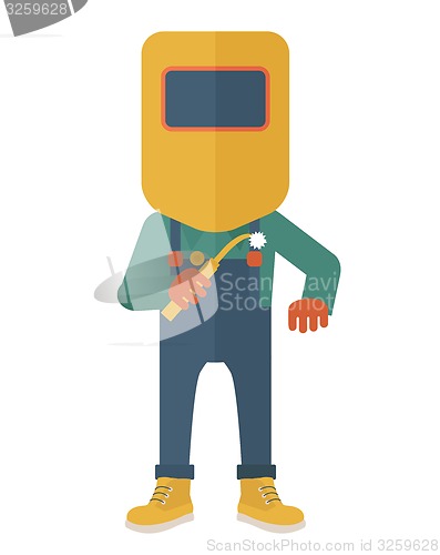 Image of Man with welding mask.