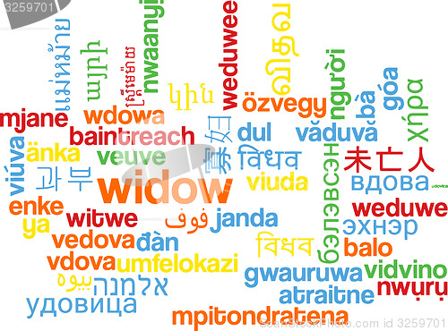 Image of Widow multilanguage wordcloud background concept