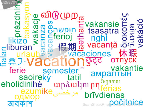 Image of Vacation multilanguage wordcloud background concept