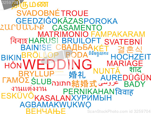 Image of Wedding multilanguage wordcloud background concept