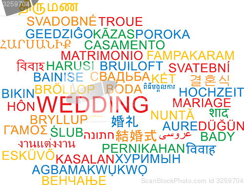 Image of Wedding multilanguage wordcloud background concept