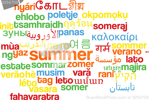 Image of Summer multilanguage wordcloud background concept