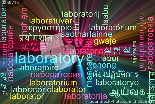 Image of Laboratory multilanguage wordcloud background concept glowing