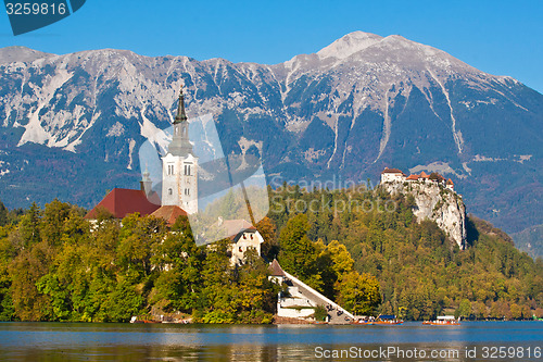 Image of Panorama of Bled in autumn.