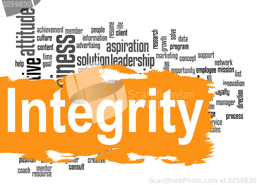 Image of Integrity word cloud with yellow banner