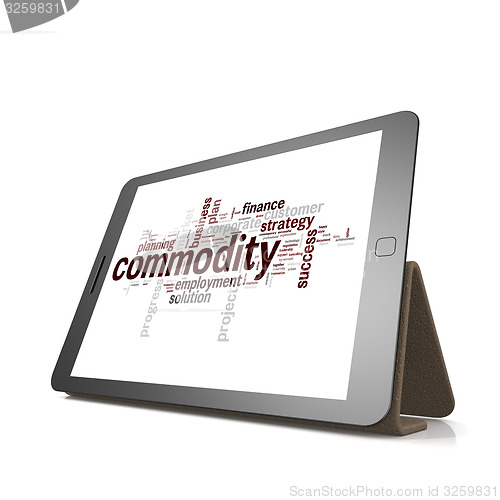 Image of Commodity word cloud on tablet