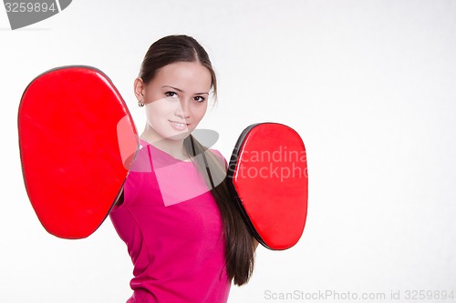 Image of Athlete with boxing paws