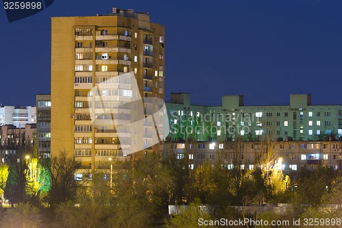 Image of High-rise building in the night sky