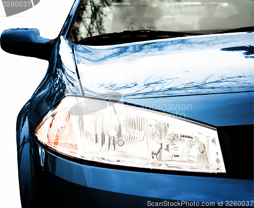 Image of Blue Sport Car - Front side, half