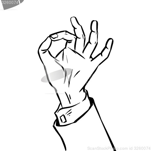 Image of sketch success hand gesture OK