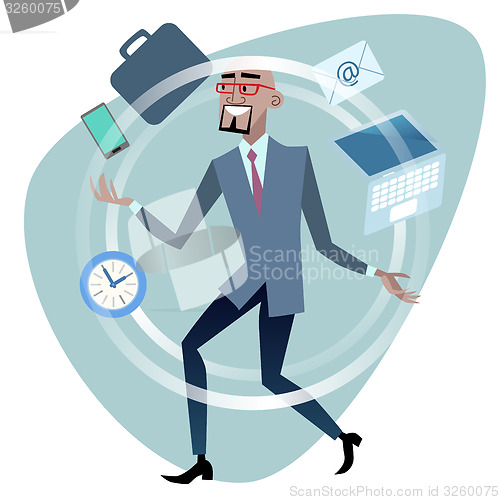 Image of African businessman time management concept juggler