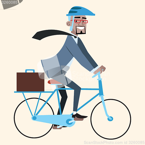 Image of Black businessman on bike rides to work