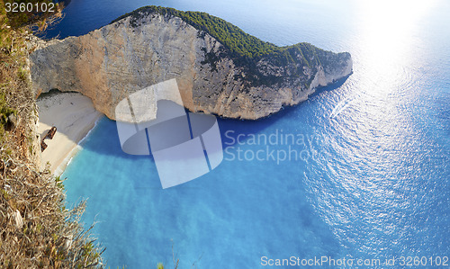 Image of Broken ship at Shipwrech bay . Navagio beach, Zakinthos, Greece