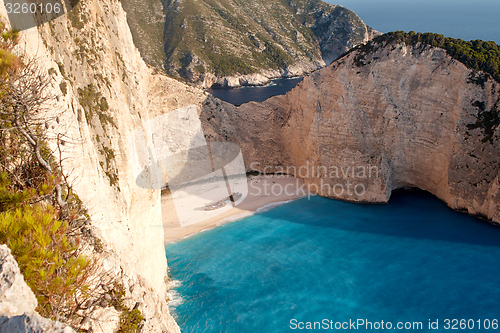 Image of Broken ship at Shipwrech bay . Navagio beach, Zakinthos, Greece