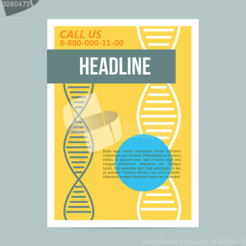 Image of Science brochure flyer design template with DNA