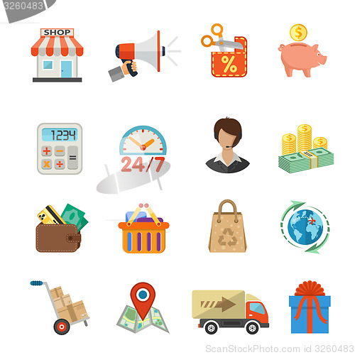 Image of Internet Shopping and Delivery Flat Icon Set