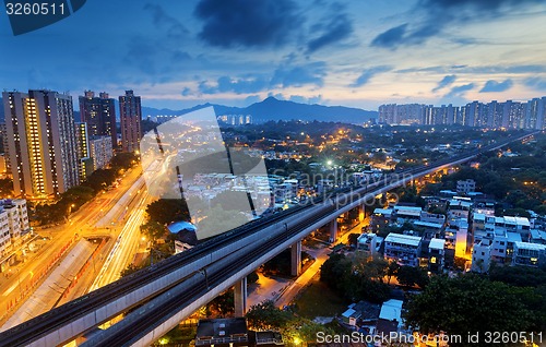 Image of Long Ping, hong kong urban downtown at night