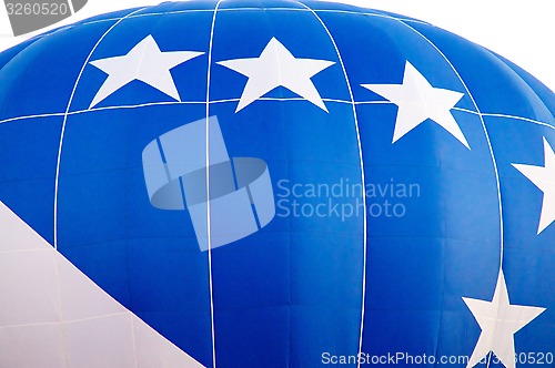 Image of blue and white hot air balloon