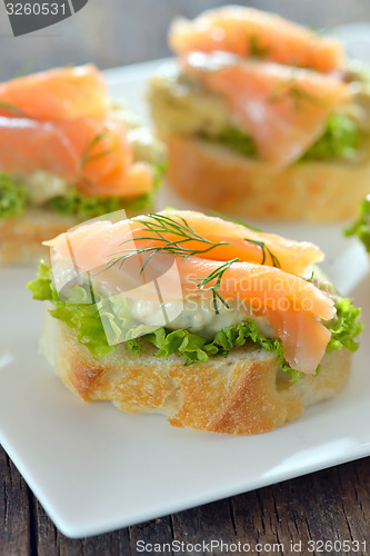 Image of Eggplant salad and salmon slice