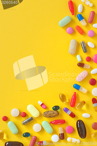Image of many different colorful  pills