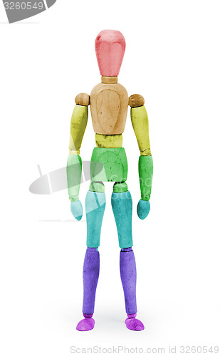 Image of Wood figure mannequin with bodypaint - Rainbow flag