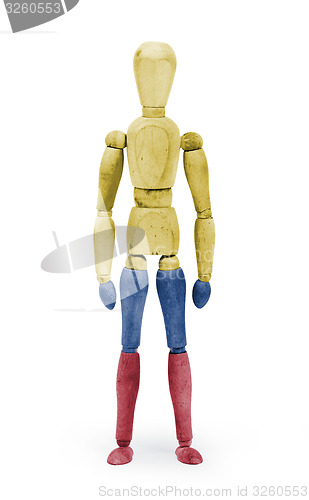 Image of Wood figure mannequin with flag bodypaint - Colombia