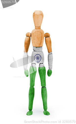 Image of Wood figure mannequin with flag bodypaint - India