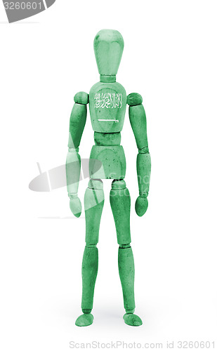 Image of Wood figure mannequin with flag bodypaint - Saudi Arabia