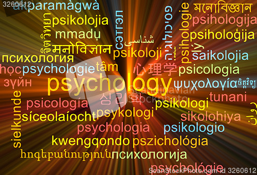 Image of Psychology multilanguage wordcloud background concept glowing