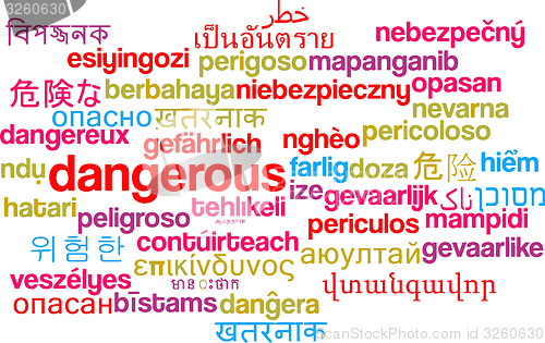 Image of Dangerous multilanguage wordcloud background concept