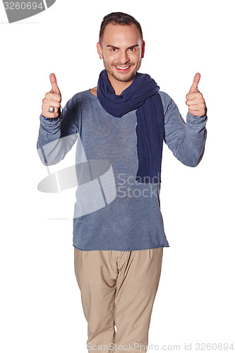 Image of Man gesturing thumb up