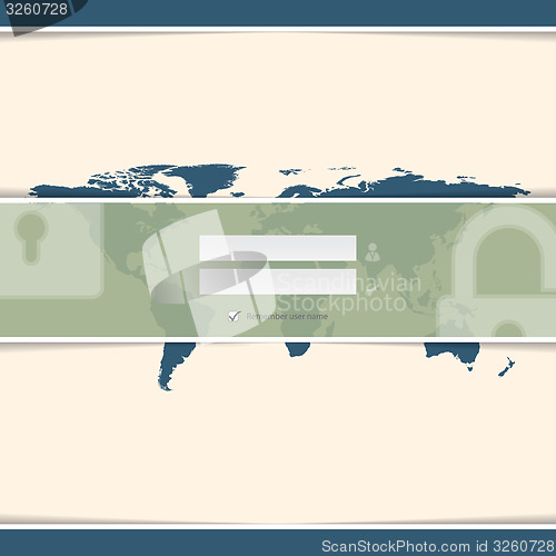 Image of Classy login screen with world map