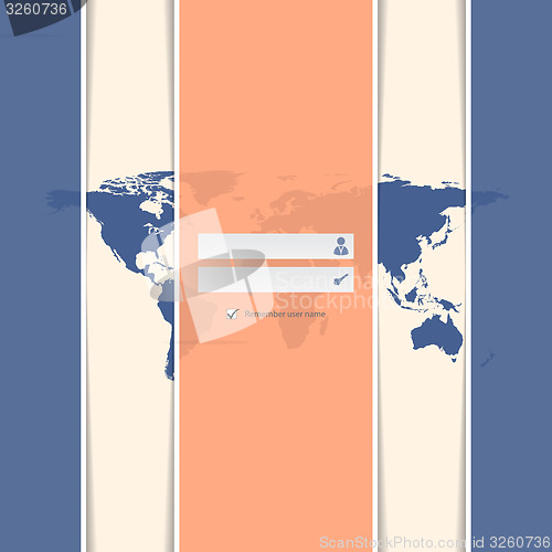 Image of Classy striped login screen with world map