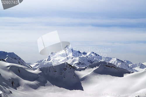 Image of Snowy winter mountains. Caucasus Mountains