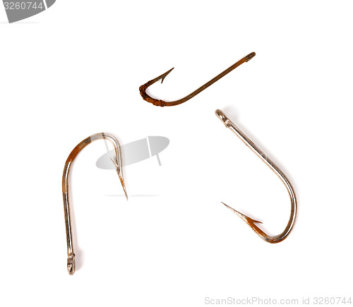 Image of Three rusty old fishhook