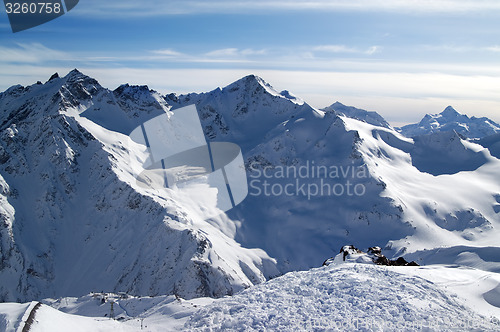 Image of Snowy off-piste slopes at evening