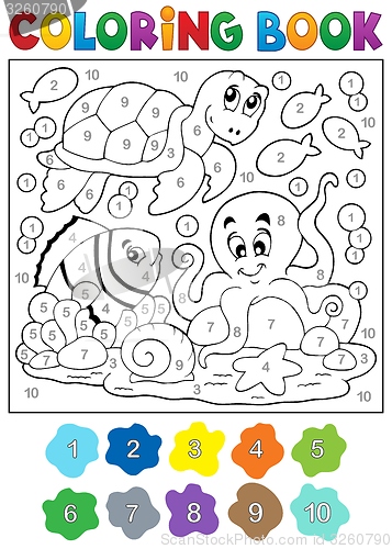 Image of Coloring book with sea animals 4