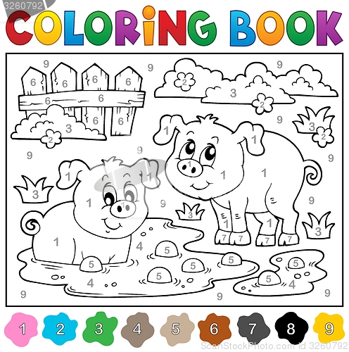 Image of Coloring book with two happy pigs