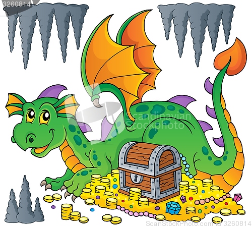 Image of Dragon with treasure theme image 1