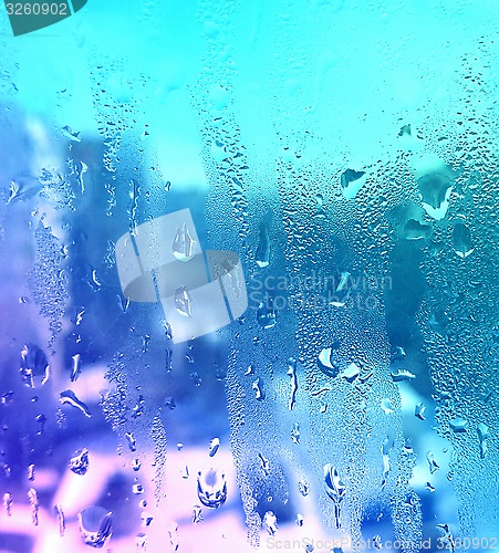 Image of Texture of natural water drops on glass