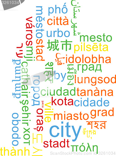Image of City multilanguage wordcloud background concept