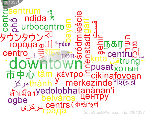 Image of Downtown multilanguage wordcloud background concept