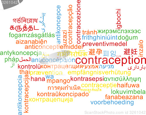 Image of Contraception multilanguage wordcloud background concept